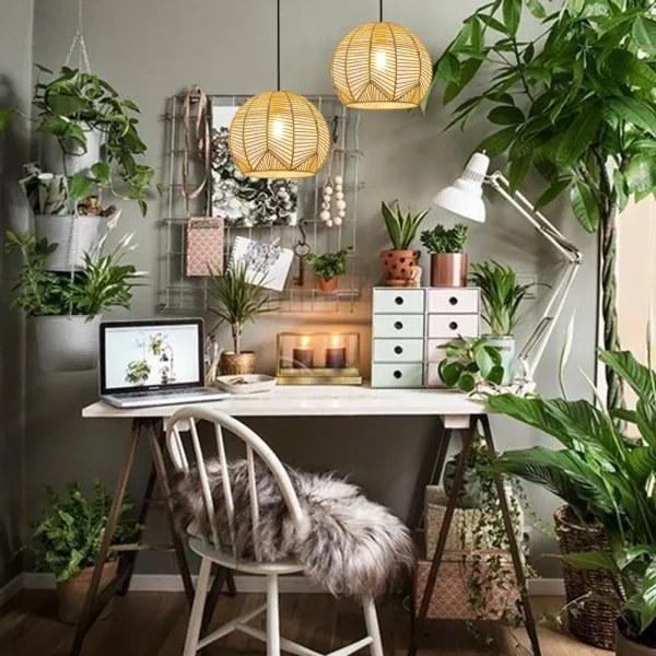 Lustră pe cablu Immax 08258L PELO 1xE27/40W/230V d. 30 cm ratan