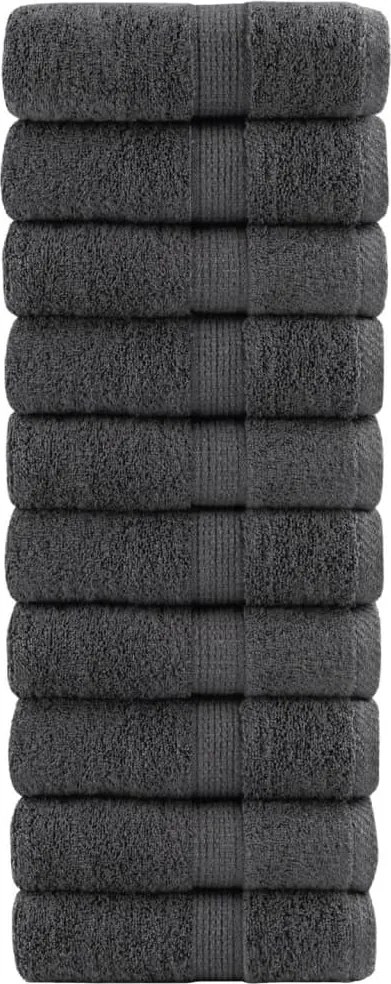 vidaXL Prosoape de baie premium, SOLUND, 10 buc., antracit, 30x30 cm, 600 g/m²