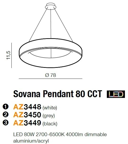 Lustra LED dimabila cu telecomanda SOVANA 80 alba ZZ AZ3448