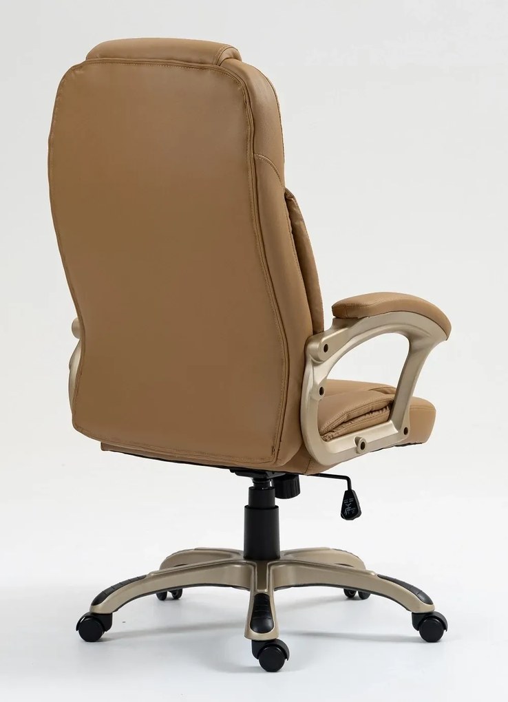 RESIGILAT- Scaun directorial DESMOND, recliner, pivotant, inaltime reglabila, rezistent 150 kg, piele PU, Maro