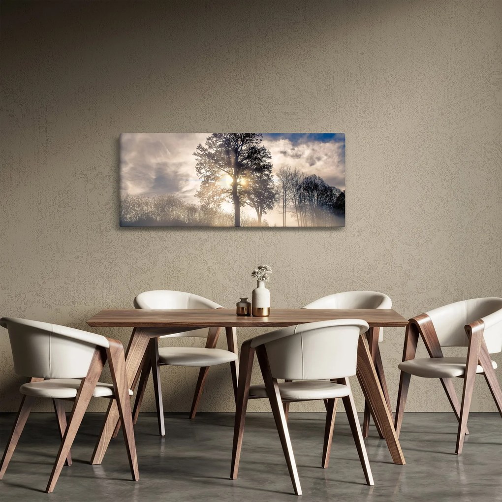 Tablou cu copac în ceață (120x50 cm)
