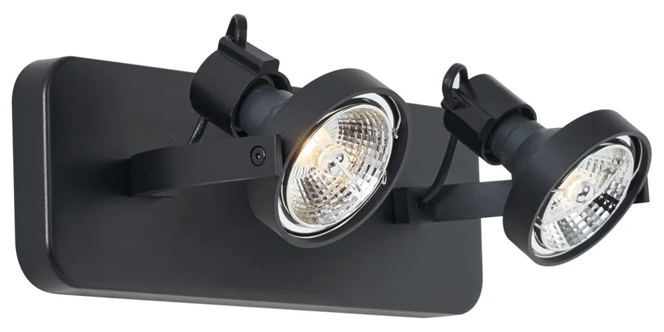 Spot de tavan de design negru GU10 70mm 2 lumini reglabil - Vo
