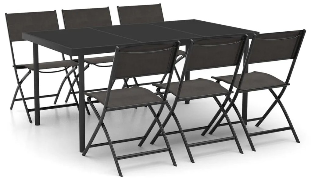 3073505 vidaXL Set mobilier de exterior, 7 piese, oțel