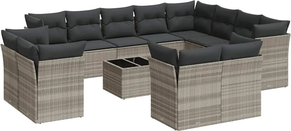 vidaXL Set canapele de grădină cu perne, 13piese gri deschis poliratan