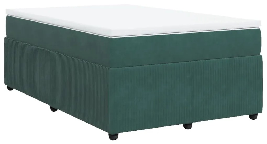 3285629 vidaXL Pat box spring cu saltea, verde închis, 120x190 cm, catifea