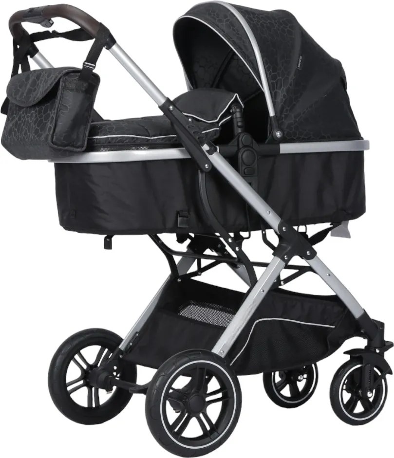 Carucior nou nascuti 2 in 1 NOVOKIDS™ H3100 series, Cu geanta bebe, Cadru Aluminiu, Amortizoare, Roti din cauciuc plin AVE, Landou, Spatar reglabil 3