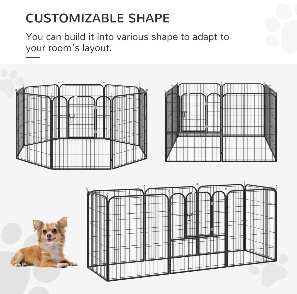 PawHut Tarc Modular Metalic pentru Animale, Flexibil și Ușor de Configurat, Dimensiuni 79x100 cm, Negru | Aosom România