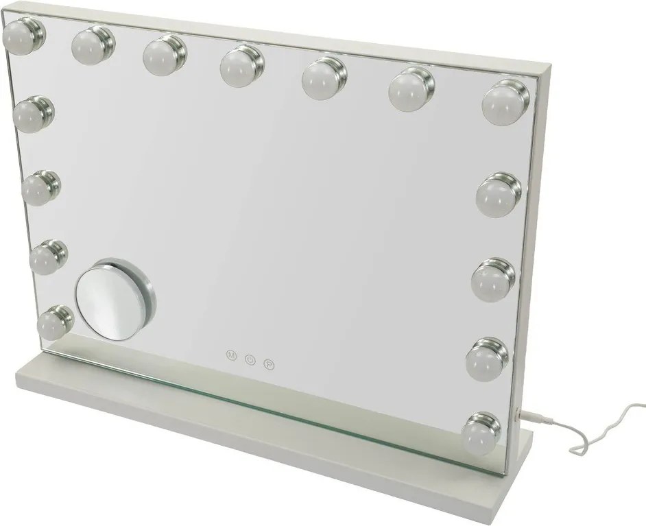 Oglindă de perete cu led/cu raft 55x43 cm Hollywood – Mauro Ferretti