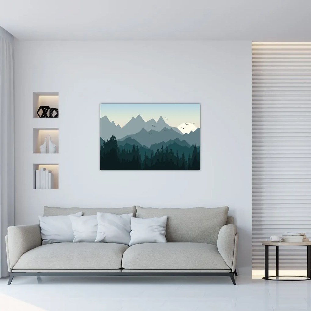 Tablou - Munții cu privirea graficeanului (90x60 cm)