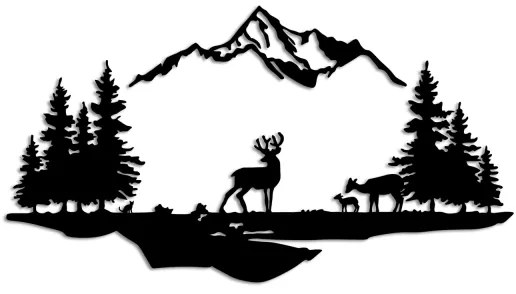 Decorațiune de perete 2 buc. 70x38 metal/negru cerb