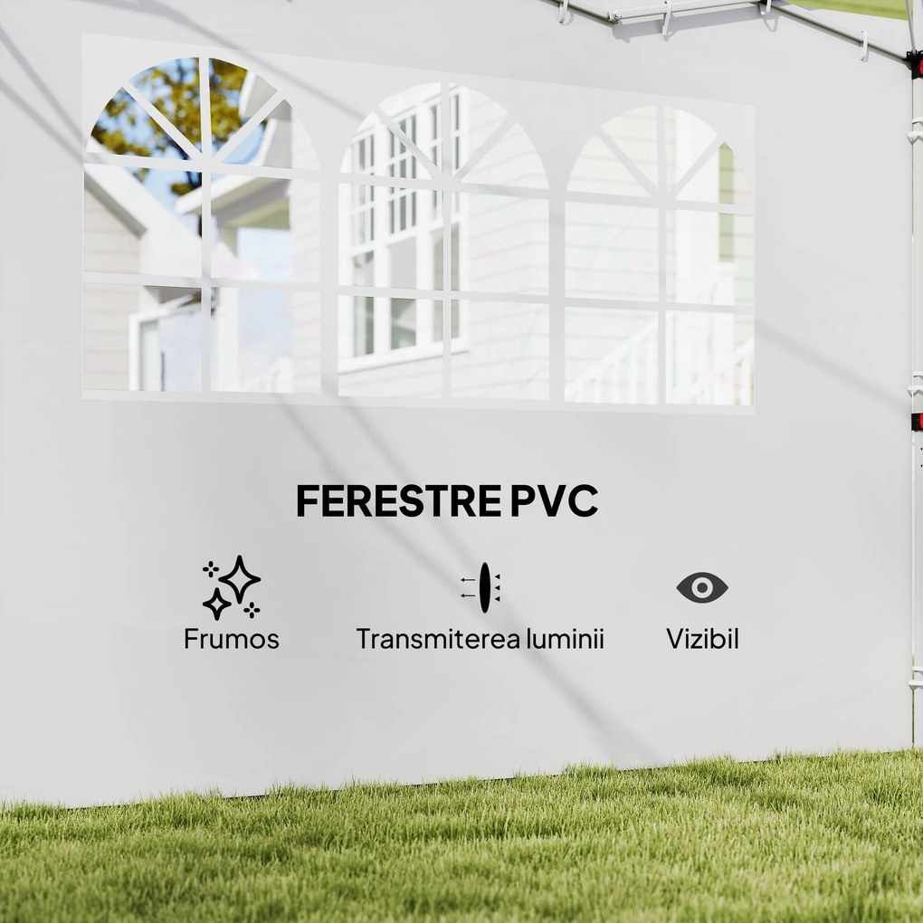 Outsunny Panouri Laterale pentru Corturi Pop-Up, Set de 2, 3x2m, Protecție UV, Rezistent la Apă, Alb | Aosom Romania