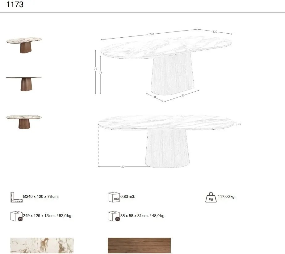 Masa marmura portelanata Walnut 240x120cm