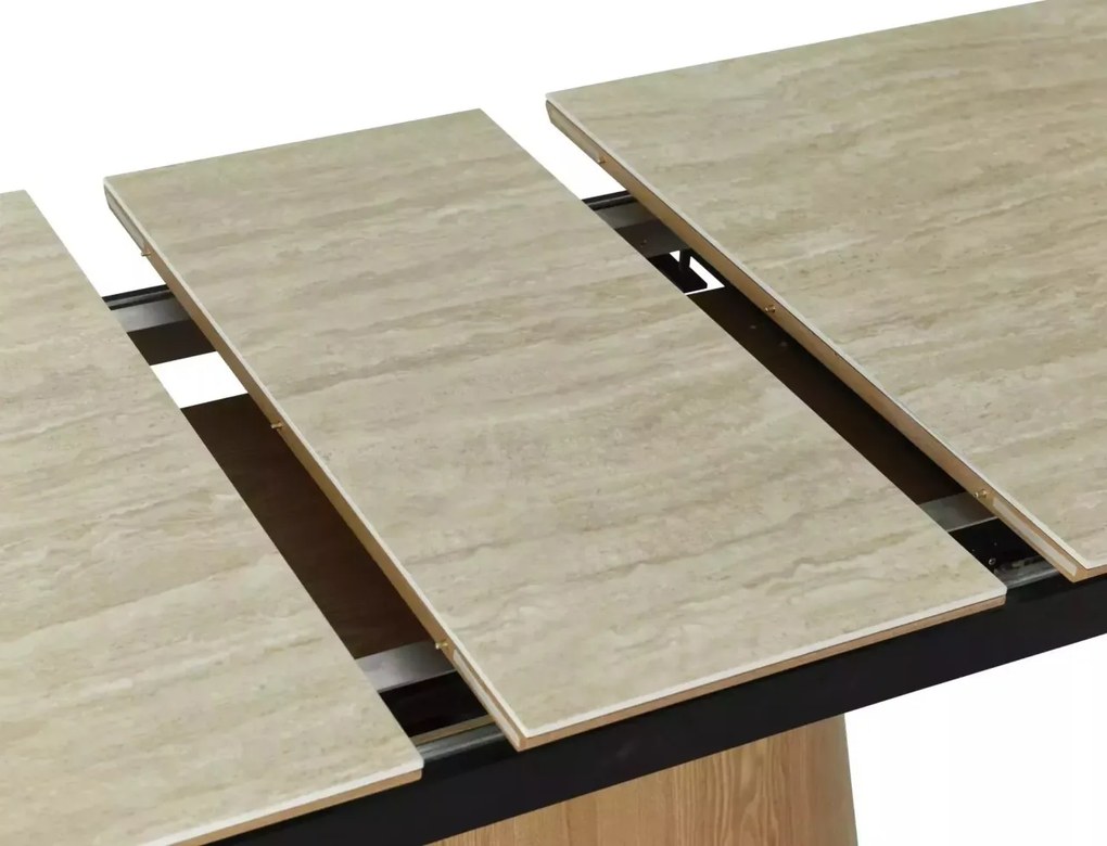 Masa extensibila Monaco travertin bej/stejar L160-200xl90 cm