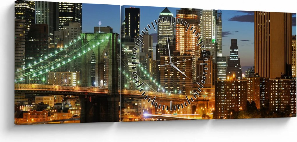 Tablou - Pod cu New York (cu ceas) (90x30 cm)