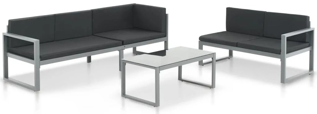 vidaXL Set mobilier de grădină cu perne 3 piese negru aluminiu