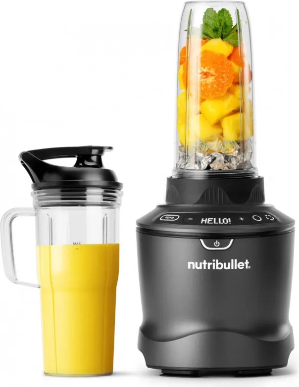 Blender Nutribullet Smart Sense 1500 Combo NBF550DG, 1500 W, 1,8 l, 5 viteze, Adaptare inteligenta a vitezei, Fara BPA, Negru/Gri