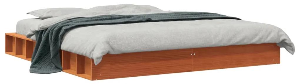 3211838 vidaXL Cadru de pat, maro ceruit, 200x200 cm, lemn masiv de pin