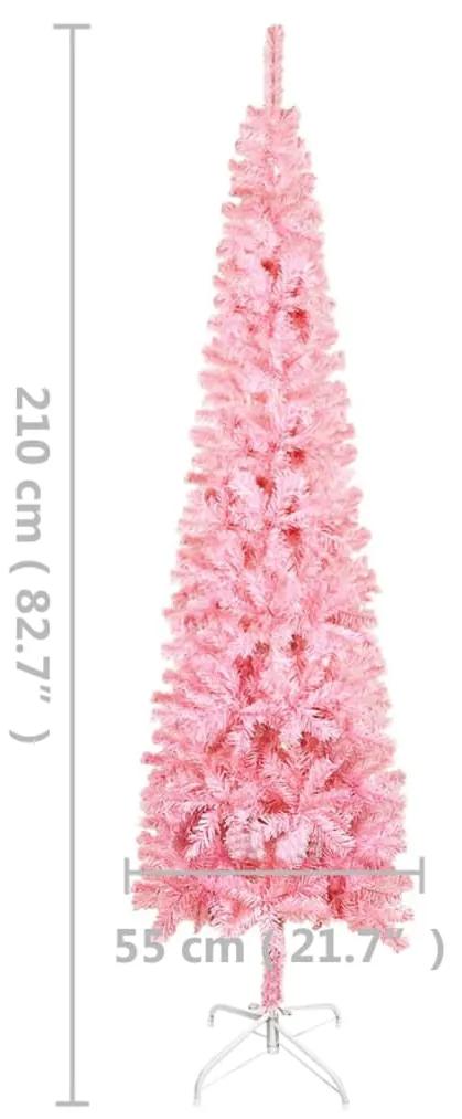 Pom de Craciun subtire cu LED-uri, roz, 210 cm 1, Roz, 210 cm