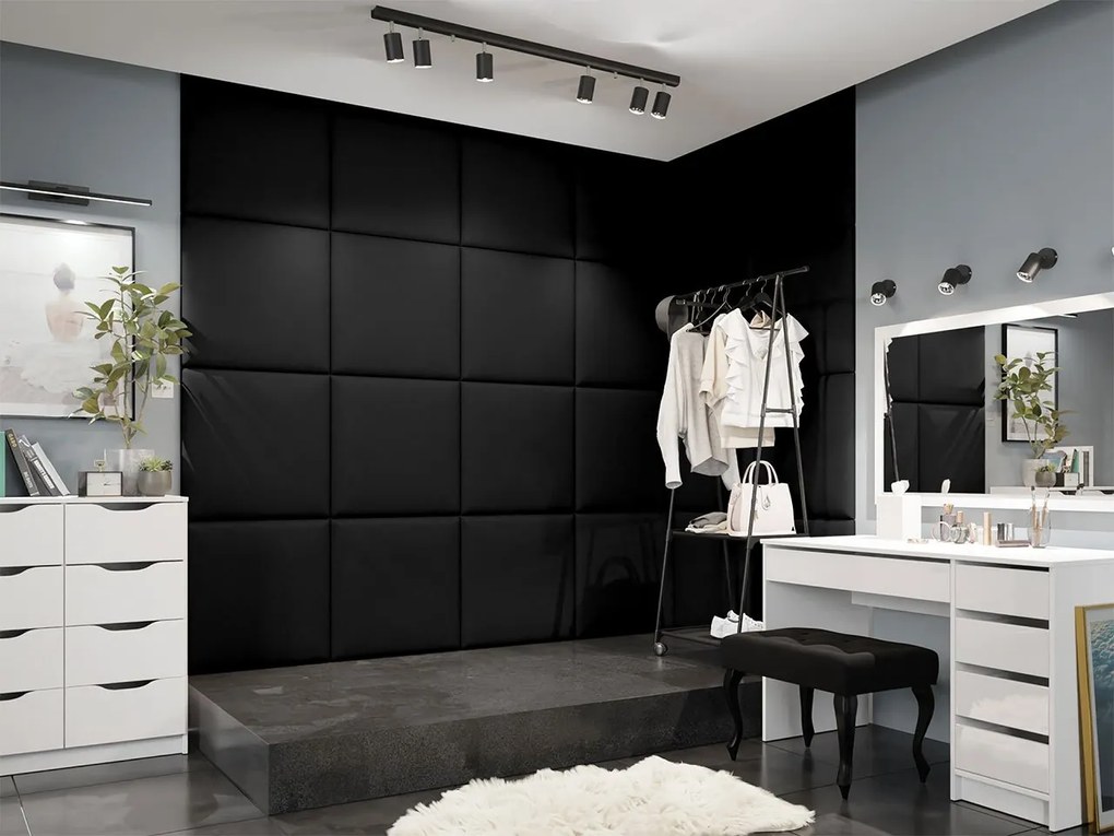 Panou de perete tapițat Pazara 60x60 (piele ecologică soft 011 (Negru). 1054195