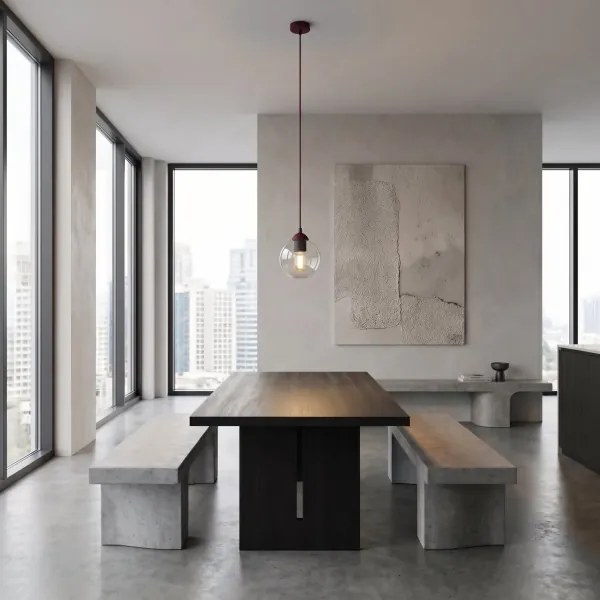 Lustră pe cablu COSMO 1xE14/10W/230V Ø 14 cm roșie/transparentă