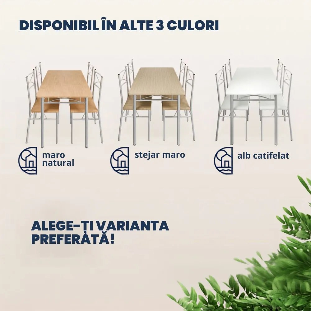 Set de mese de dining PAUL, 5 bucăți, stejar închis Casaria