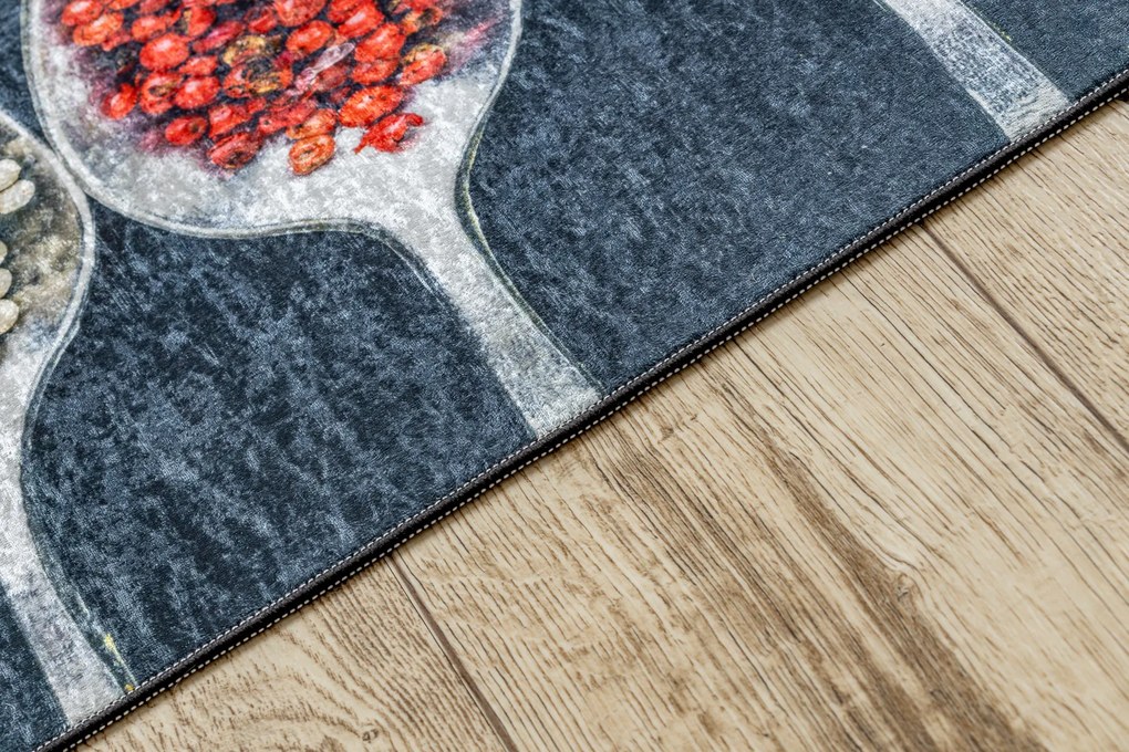 ANDRE 42760 covor lavabil linguri, condimente bucatarie, anti-alunecare - gri / verde