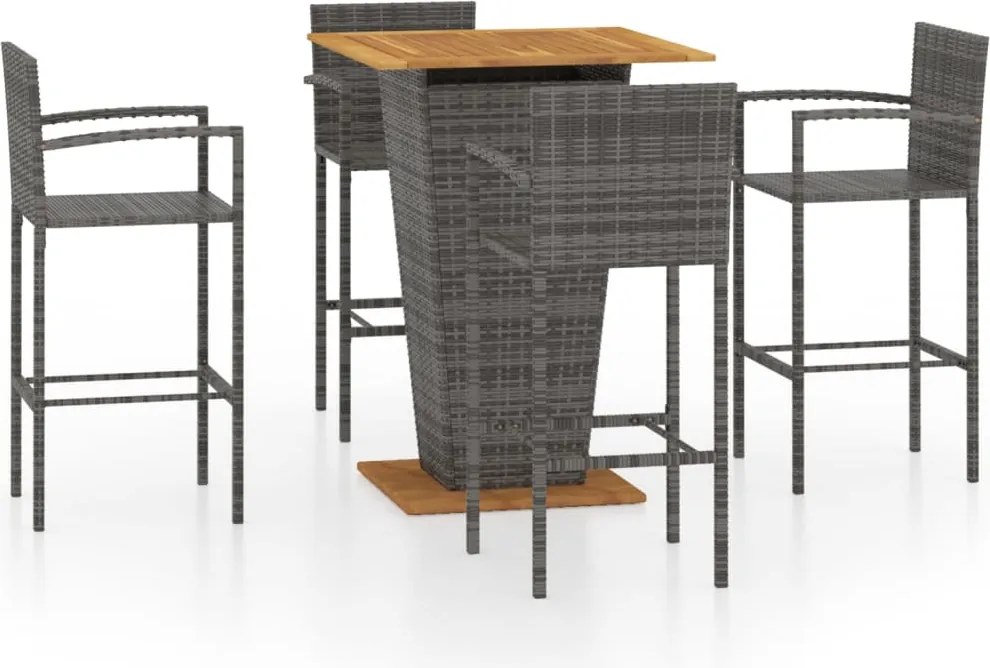 vidaXL Set mobilier bar de grădină, 5 piese, gri