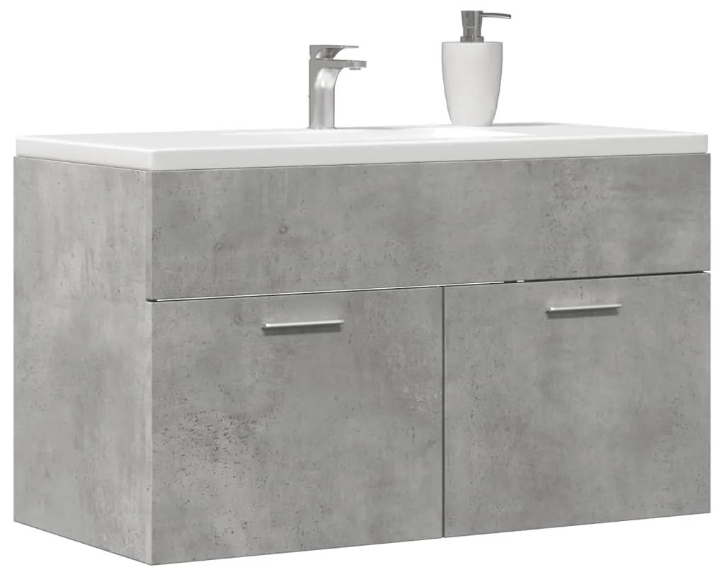 vidaXL Dulap de chiuvetă baie gri beton, 90x38,5x46 cm, lemn prelucrat