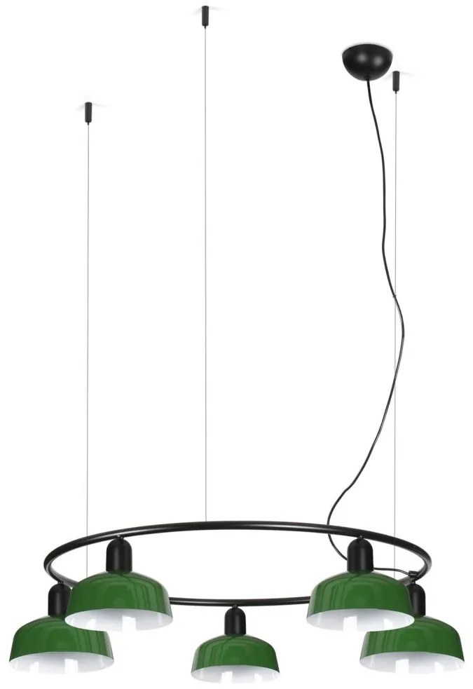Lustra suspendata metal TATAWIN S 5L negru, verde