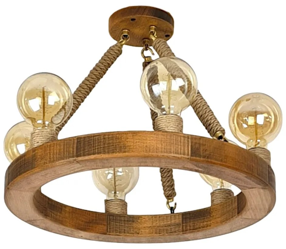 Lustra rustica fabricata manual din lemn EVIA 6L