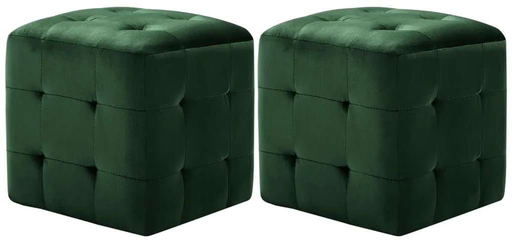 vidaXL Noptiere, 2 buc., verde, 30 x 30 x 30 cm, țesătură catifea