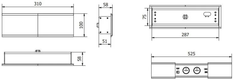 Priza incorporabila dreptunghiulara, 2 prize schuko, USB A+C, priza RJ45 cat 6, HDMI, cablu 1.5 m, capac magnetic, alba, GTV