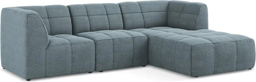 Colțar albastru cu tapițerie din țesătură bouclé (cu colț pe partea dreaptă/cu șezlong) Aloha – Makamii