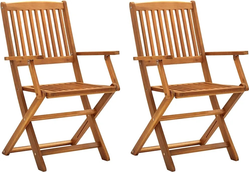 vidaXL Scaune de exterior pliabile, 2 buc., lemn masiv de acacia