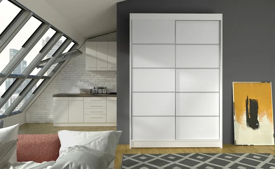Dulap cu usi glisante 120x200 cm, Benisso, ADRK Furniture (Culoare: Casmir)