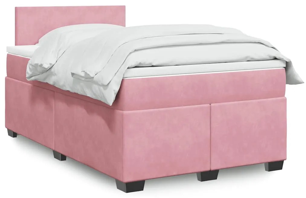 vidaXL Pat box spring cu saltea, negru, 120x190 cm, catifea