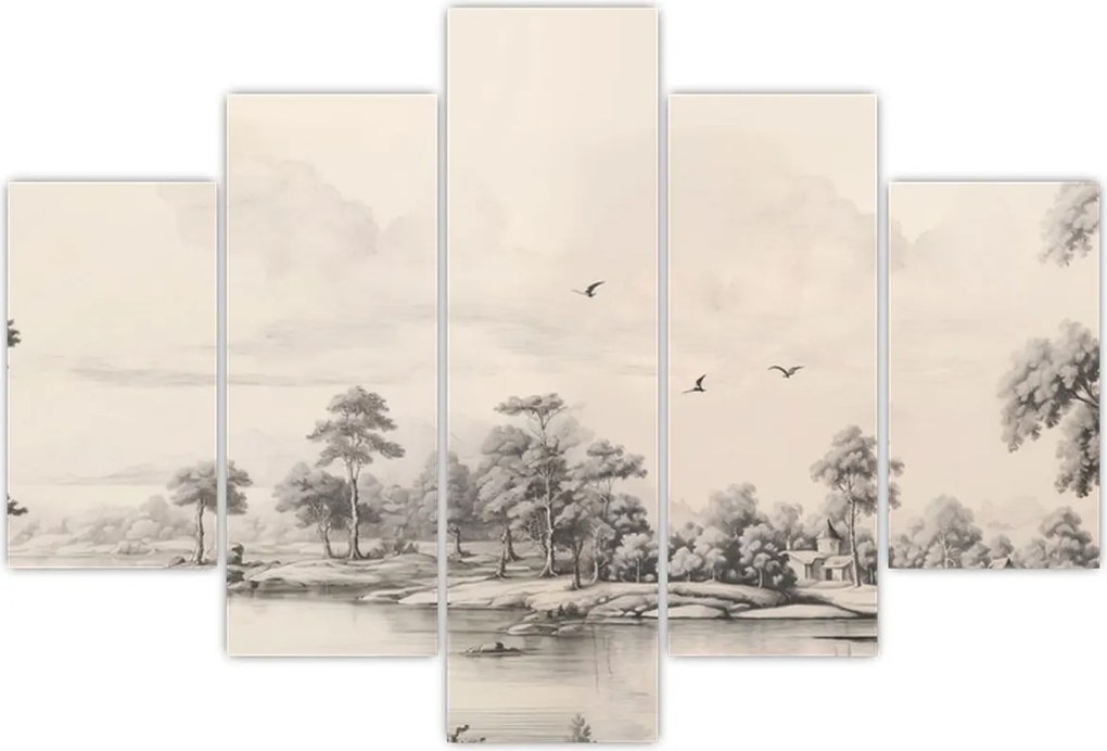 Tablou - Vintage peisaj desen peisaj (150x105 cm)