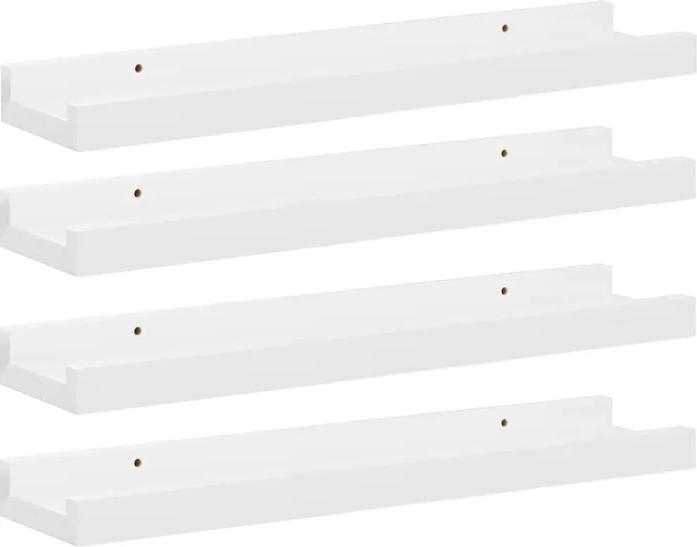 vidaXL Rafturi de perete, 4 buc., alb extralucios, 40x9x3 cm