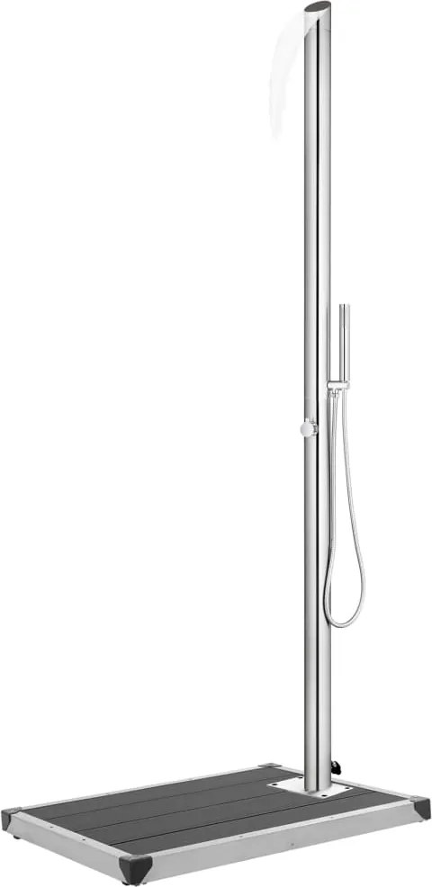 vidaXL Duș de grădină cu bază gri, 225 cm, oțel inoxidabil