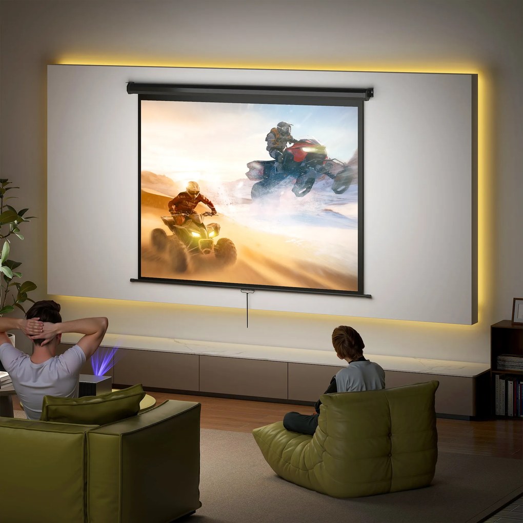 HOMCOM Ecran de Proiecție 84", Format 4:3, Unghi de 160° și Montare pe Tavan sau Perete, Negru | Aosom Romania