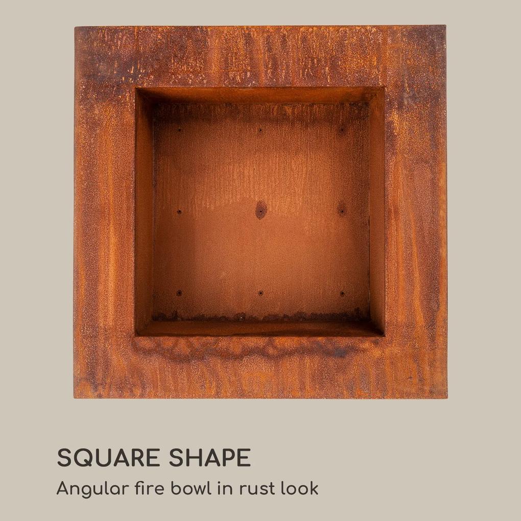 Desert Rust Square L, șemineu, ghiveci, oțel, 60 x 60 cm, aspect ruginit