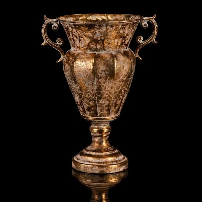 Vase decorative metalice pentru flori Cupa de aur,28 x 21 x 37 cm