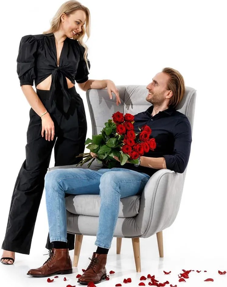 Fotoliu lemn masiv Sixty Matt Velvet 63, 85 × 90 × 103 cm