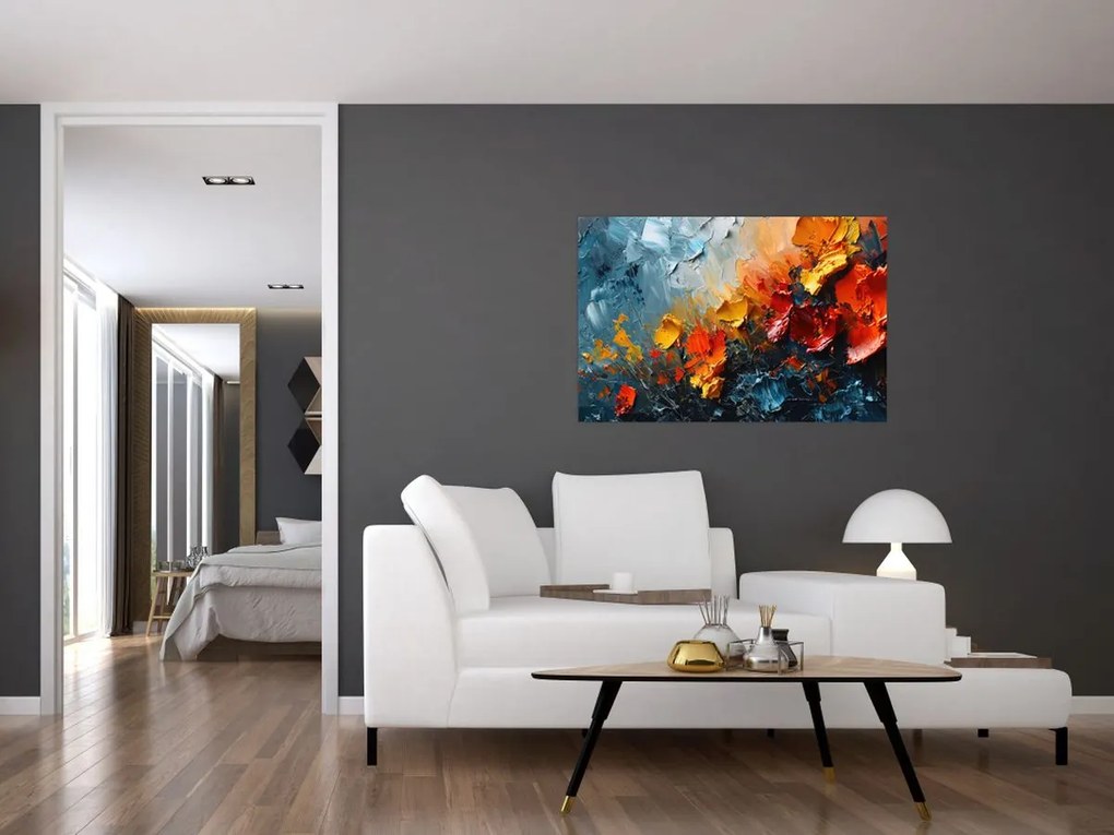 Tablou - Pictură abstractă de flori III. (90x60 cm)