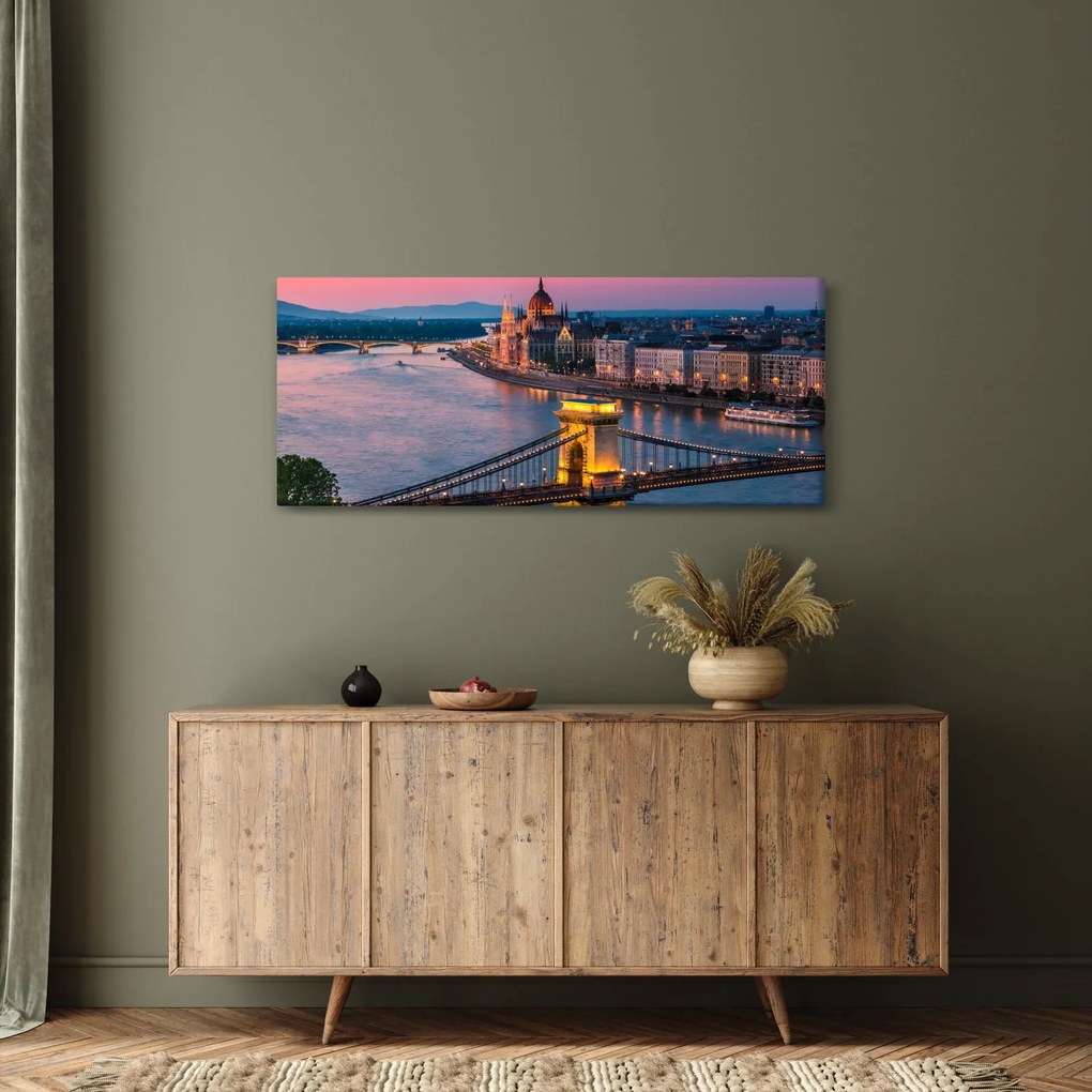 Tablou - Panorama orașului Budapesta, Ungaria (120x50 cm)