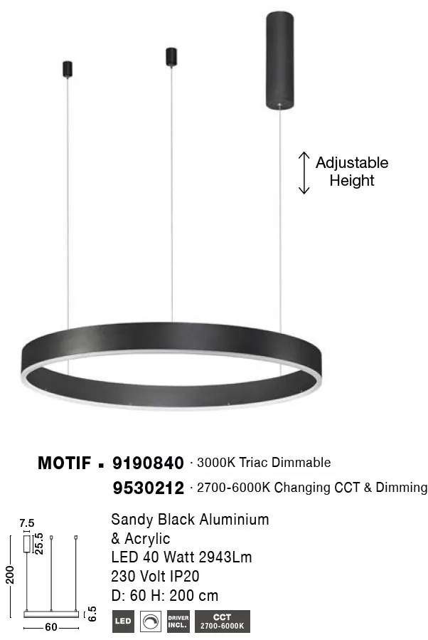 Lustra LED dimabila design circular MOTIF D-60cm