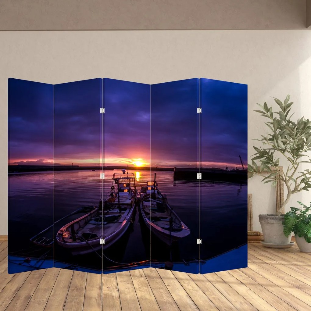 Paravan - Bărci pescărești în port (210x170 cm)