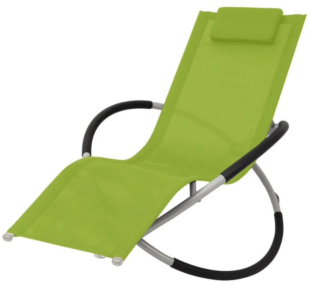 vidaXL Șezlong geometric de exterior, verde, oțel