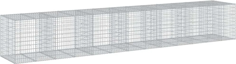 vidaXL Coș gabion cu capac, 650x100x100 cm, fier galvanizat
