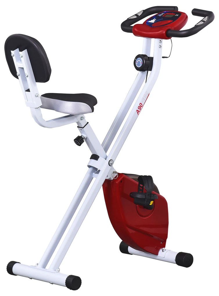 HOMCOM Bicicletă Pliabilă Soozier, 5 Pozitii Reglabile, 8 Nivele Rezistență Magnetică, 43x97x109 cm, Roşu | Aosom Romania